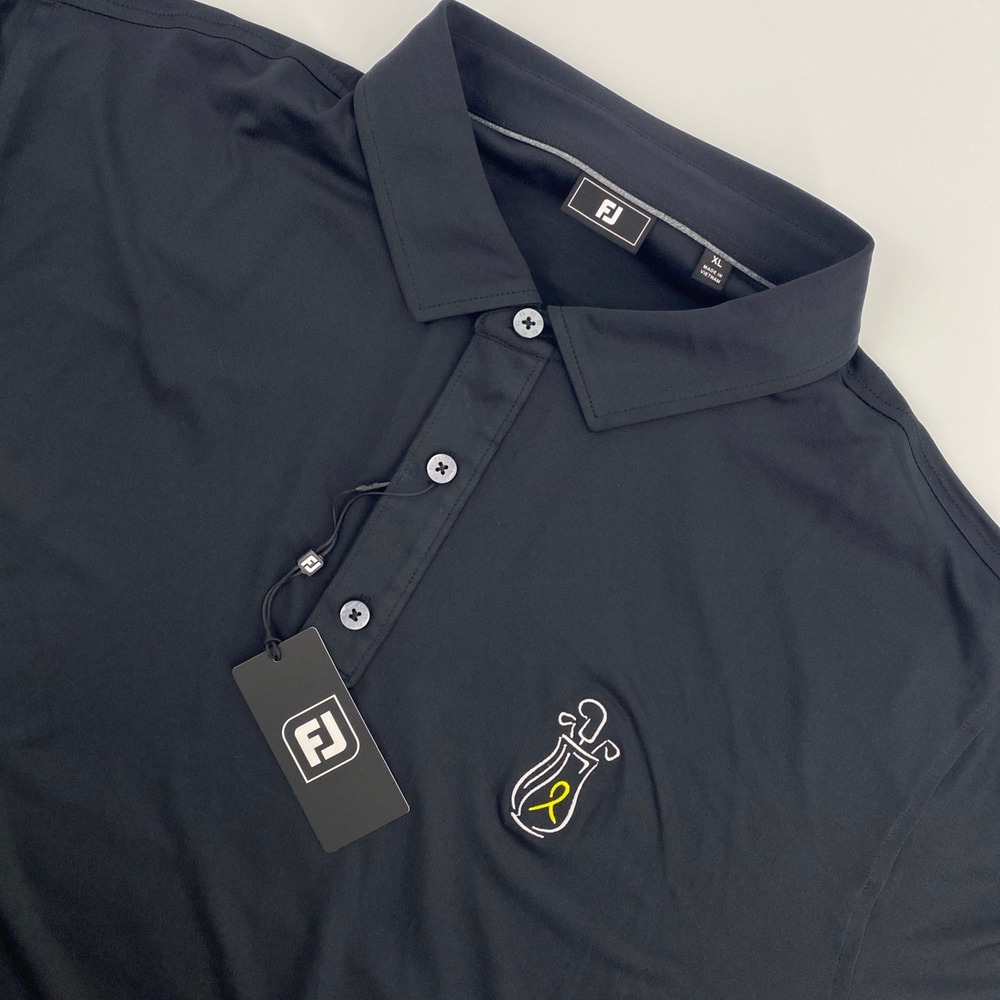 NEW FootJoy Polo Shirt Mens XL Black Lisle Golf Bag Ribbon Athletic Corporate